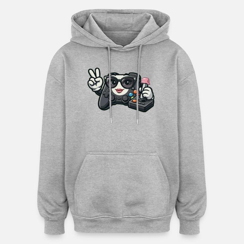 Kawaii WWII Game Controller - Oversized Unisex Hoodie - heather grey