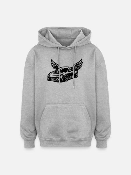 Sportwagen Symbol Auto Tuning - Oversized Unisex Hoodie - Grau meliert
