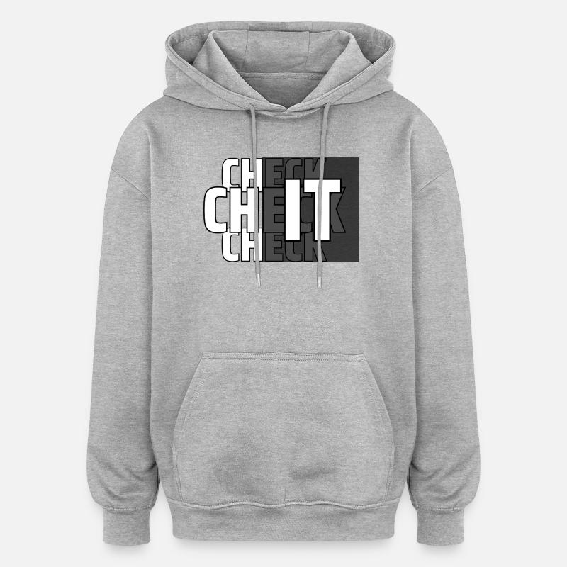 CHECK IT - Oversized Unisex Hoodie - Grau meliert