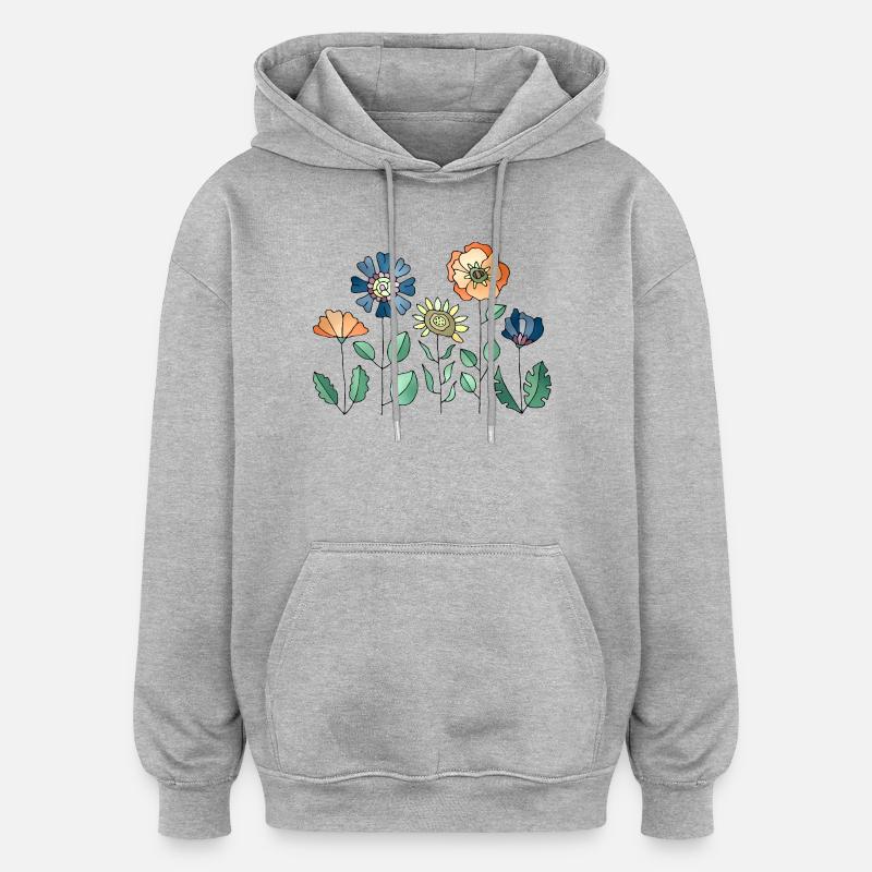 Blumen - Oversized Unisex Hoodie - Grau meliert