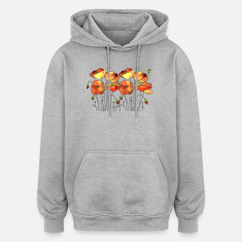 Fleur - Sweat à capuche oversize unisexe - gris chiné