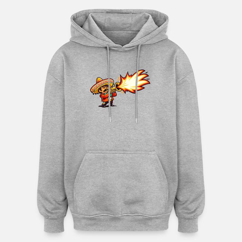 Tempête de feu mariachi - Sweat à capuche oversize unisexe - gris chiné