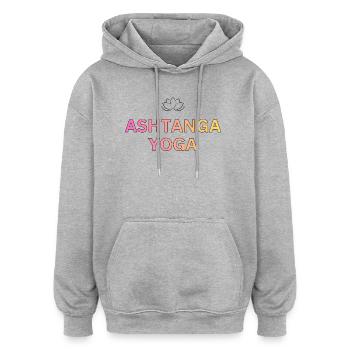 Ashtanga Yoga Gradient Schrift - Oversized Unisex Hoodie - Grau meliert - Vorne - Noah (186cm)