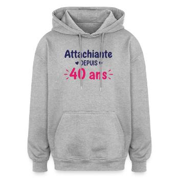 40 Ans Femme Cadeau Anniversaire 40 Ans Femme  - Sweat à capuche oversize unisexe - gris chiné - Devant - Noah (186cm)