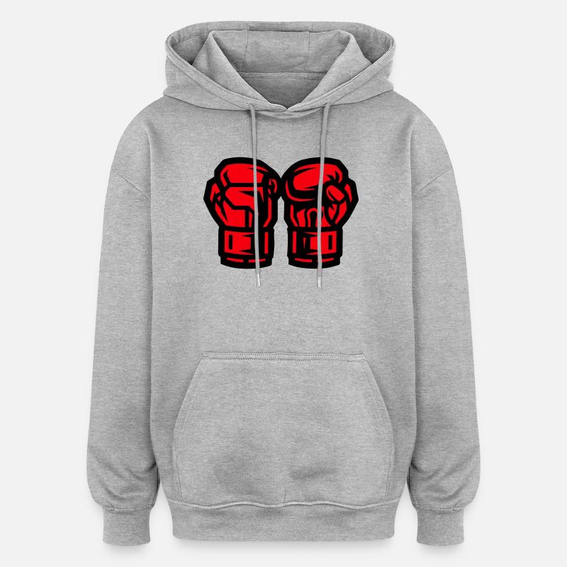 Boxhandschuhe Symbol Boxen - Oversized Unisex Hoodie - Grau meliert