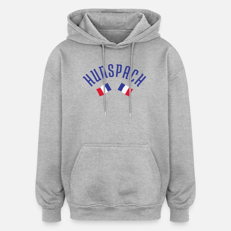 HUNSPACH arqué avec drapeaux français croisés - Sweat à capuche oversize unisexe - gris chiné