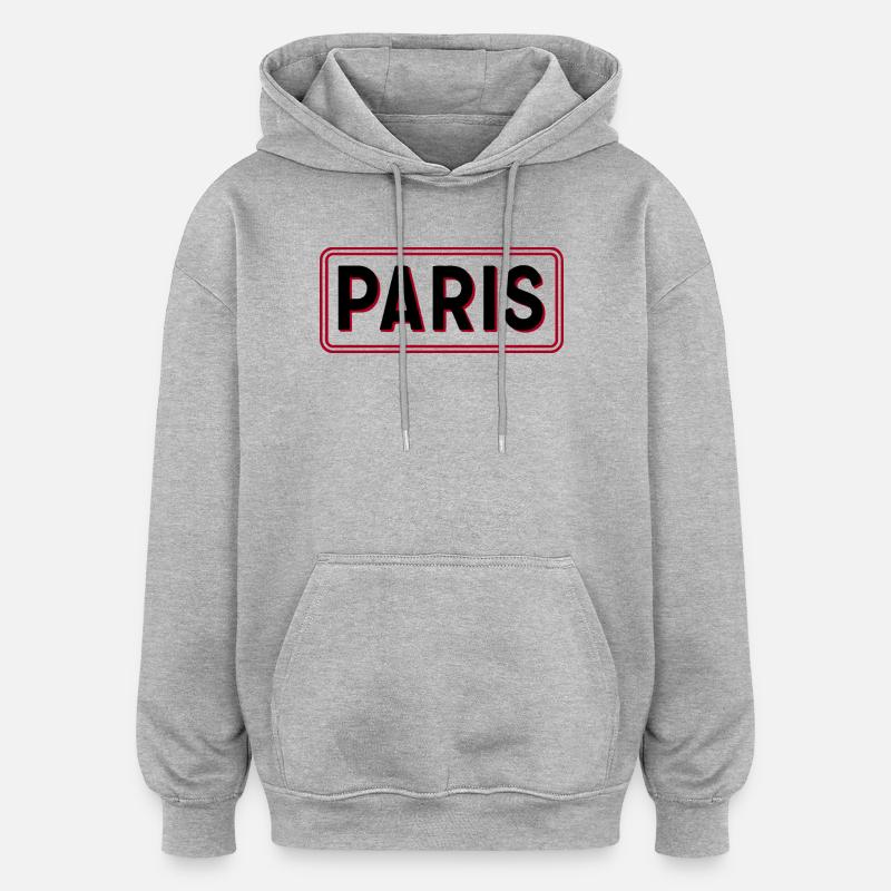 Paris Red Frame Typography - Oversized Unisex Hoodie - heather grey
