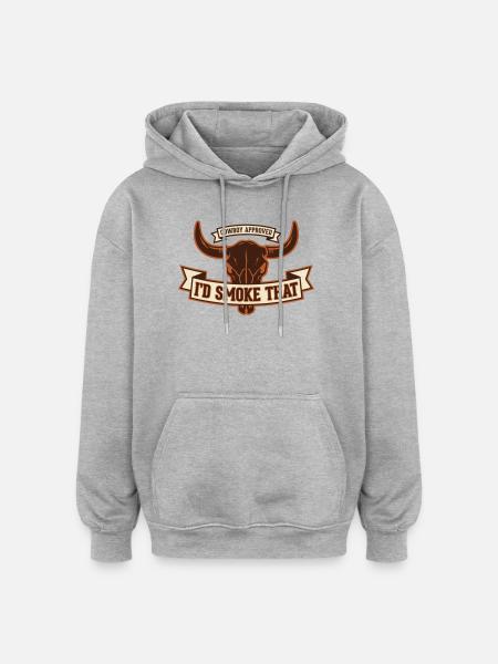 Bull Skull Cowboy Approved Smoker - Oversized Unisex Hoodie - heather grey
