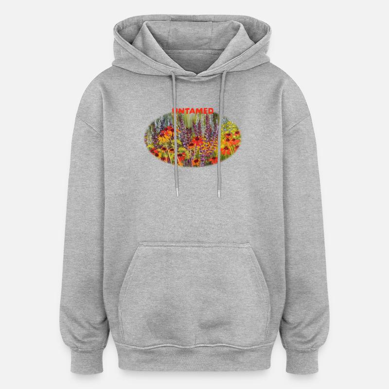 Indompté - Prairie vibrante d’échinacées sauvages - Sweat à capuche oversize unisexe - gris chiné