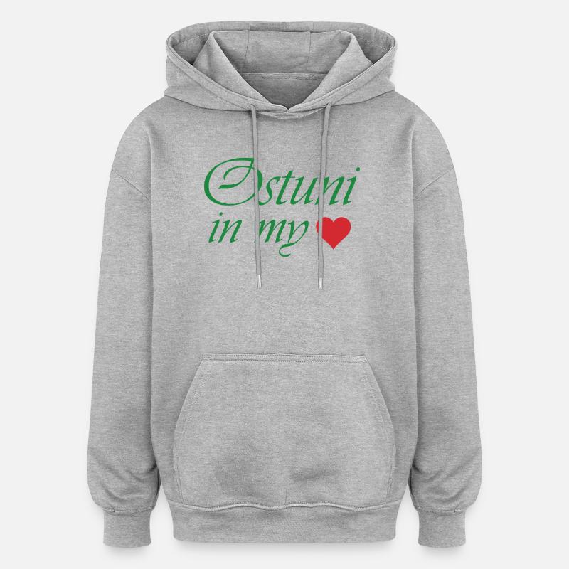 Ostuni dans mon cœur - Sweat à capuche oversize unisexe - gris chiné