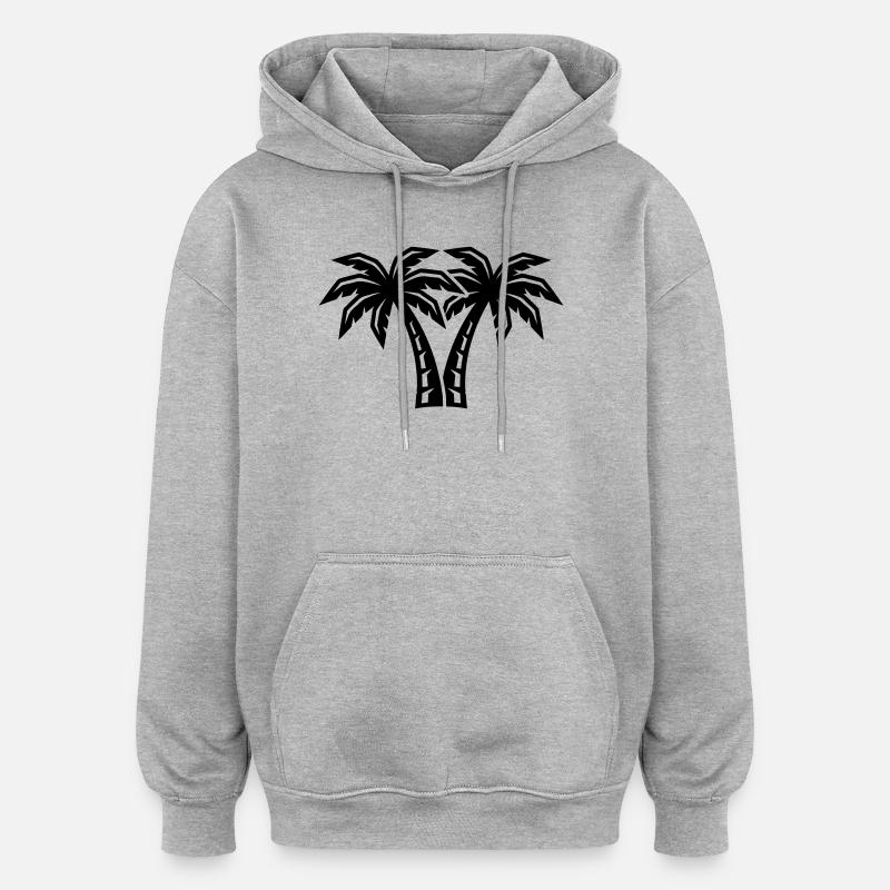 Palmen Insel Symbol - Oversized Unisex Hoodie - Grau meliert