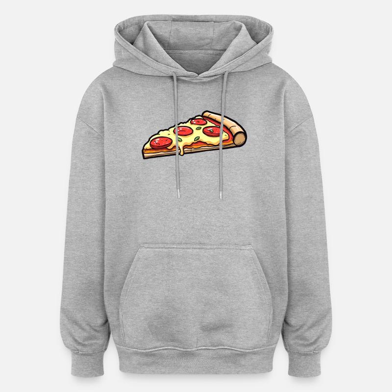 Pizza - Sweat à capuche oversize unisexe - gris chiné
