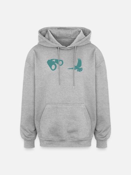Minimalist Bird Watching Silhouette - Oversized Unisex Hoodie - heather grey