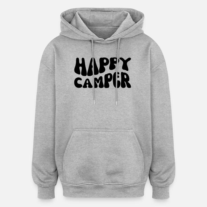 Campeur heureux - Sweat à capuche oversize unisexe - gris chiné