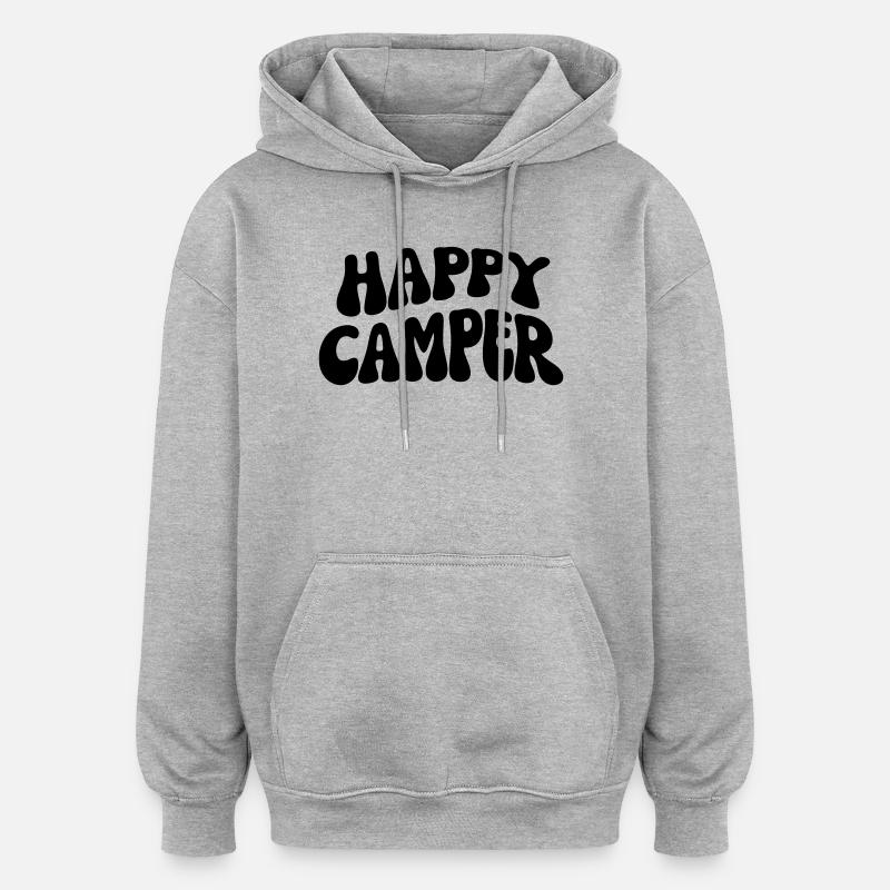 Campeur heureux - Sweat à capuche oversize unisexe - gris chiné
