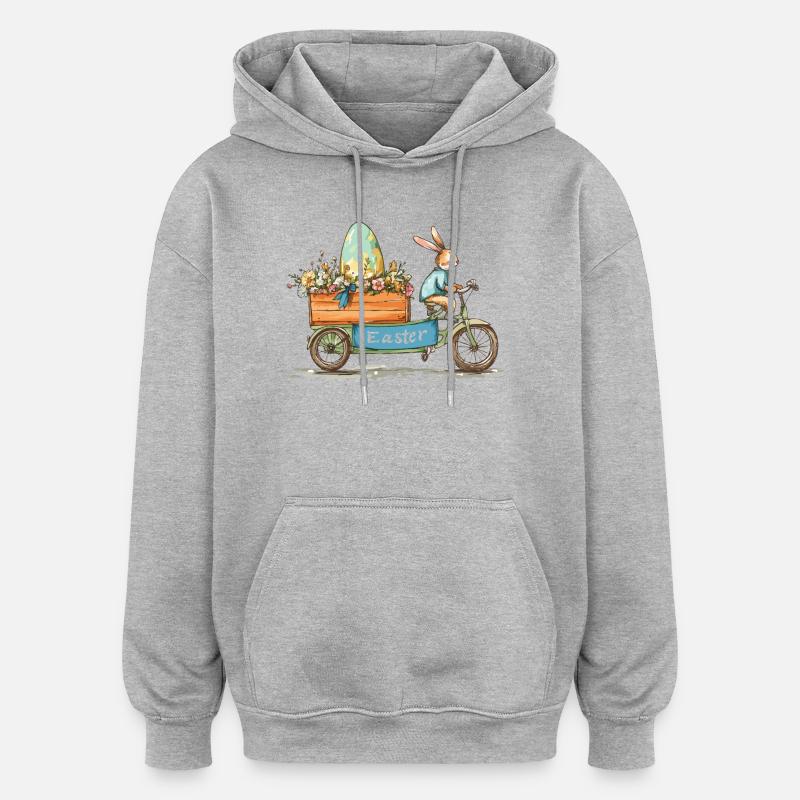 Funny Easter Bunny Cool Easter Bunny - Oversized Unisex Hoodie - heather grey