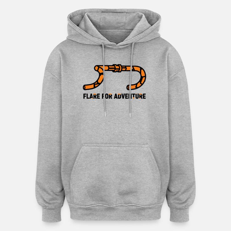 Neobrutalistisches Lenker-Leuchtturm-Abenteuer - Oversized Unisex Hoodie - Grau meliert