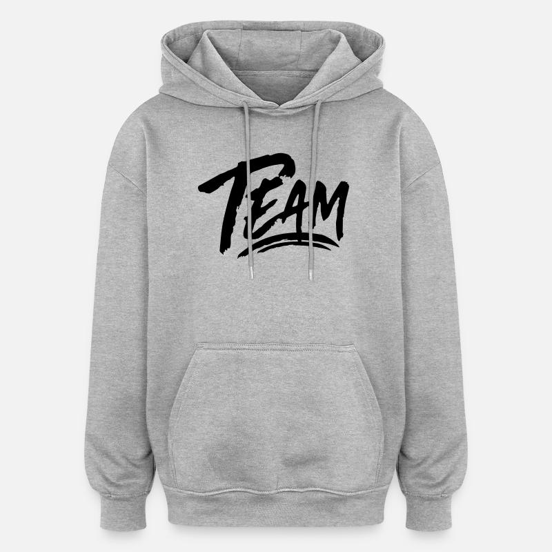 Équipe - Sweat à capuche oversize unisexe - gris chiné