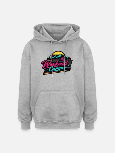 Weekend Camper Neon Skyline - Oversized Unisex Hoodie - heather grey