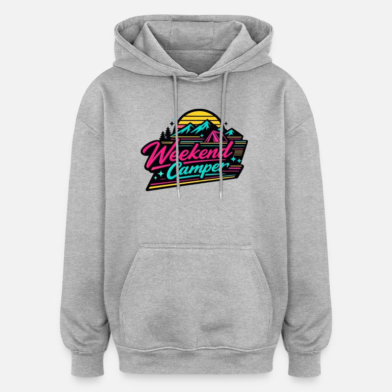 Skyline néon du Weekend Camper - Sweat à capuche oversize unisexe - gris chiné