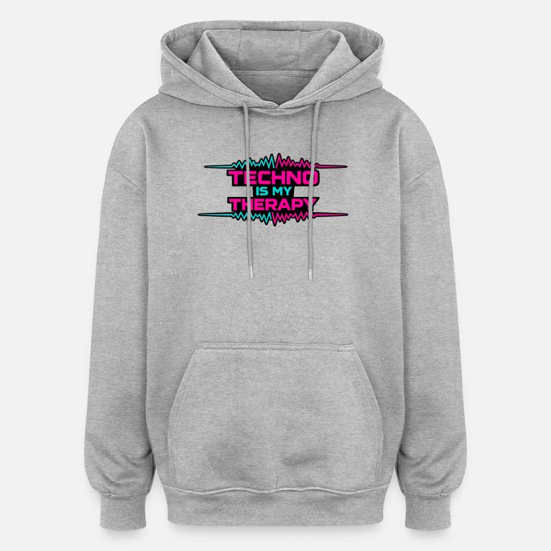 Technothérapie Néon Pulse - Sweat à capuche oversize unisexe - gris chiné