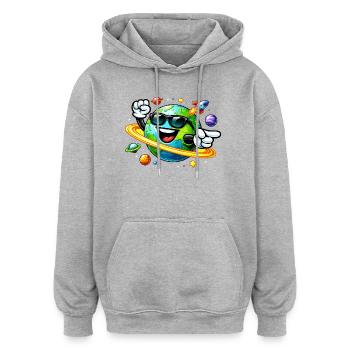 Weltraumreise der Erde Sonnenbrille - Oversized Unisex Hoodie - Grau meliert - Vorne - Noah (186cm)