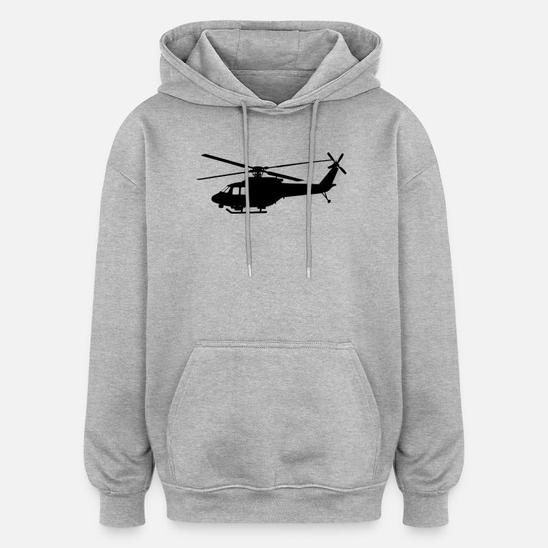 Hélicoptère - Sweat à capuche oversize unisexe - gris chiné