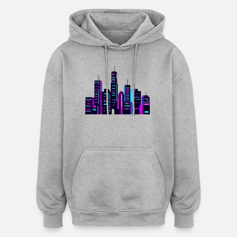 Silhouette de Neon City - Sweat à capuche oversize unisexe - gris chiné