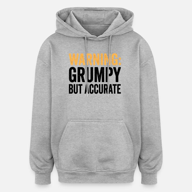 Achtung: Griesgrämiger, aber treffender und lustig - Sweat à capuche oversize unisexe - gris chiné