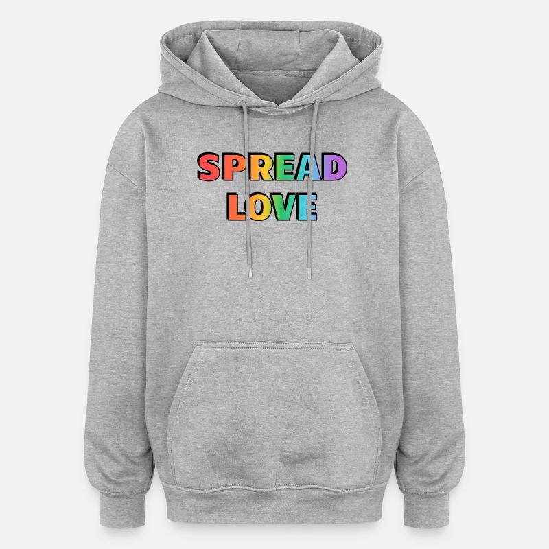 Typographie arc-en-ciel Spread Love - Sweat à capuche oversize unisexe - gris chiné