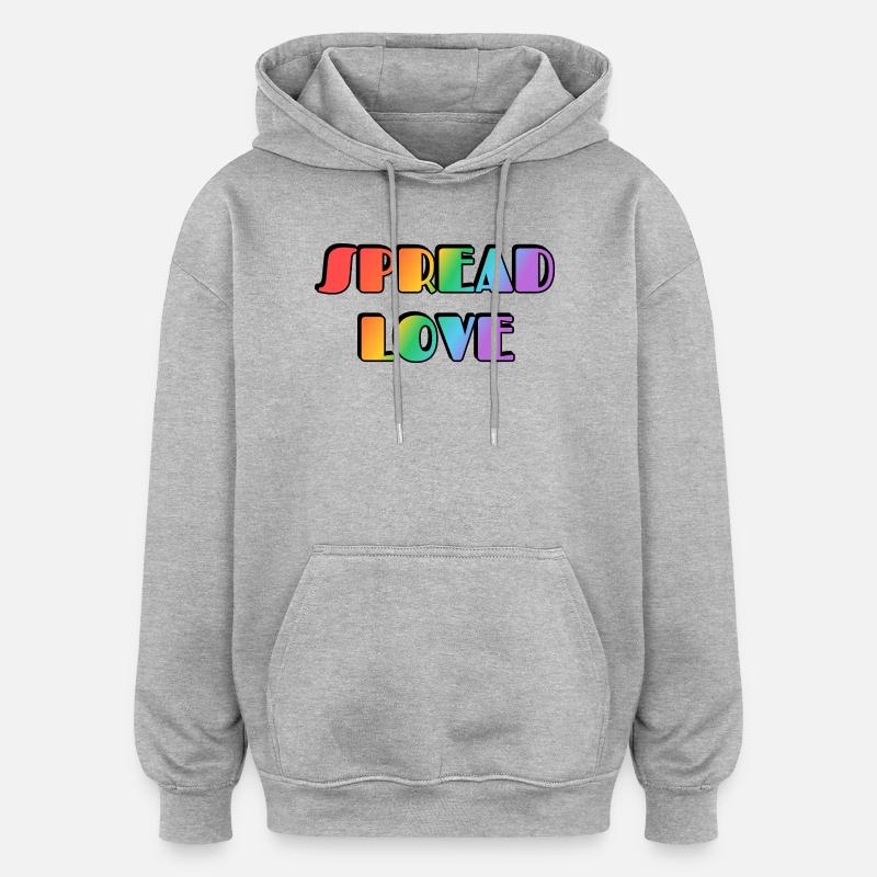Typographie arc-en-ciel Spread Love - Sweat à capuche oversize unisexe - gris chiné
