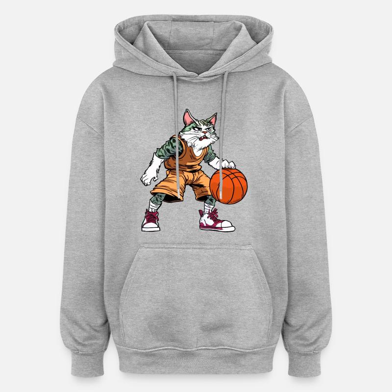 Basket-ball pour chats - Sweat à capuche oversize unisexe - gris chiné