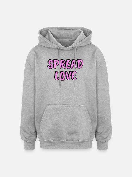 Spread Love — Pink  - Oversized Unisex Hoodie - heather grey