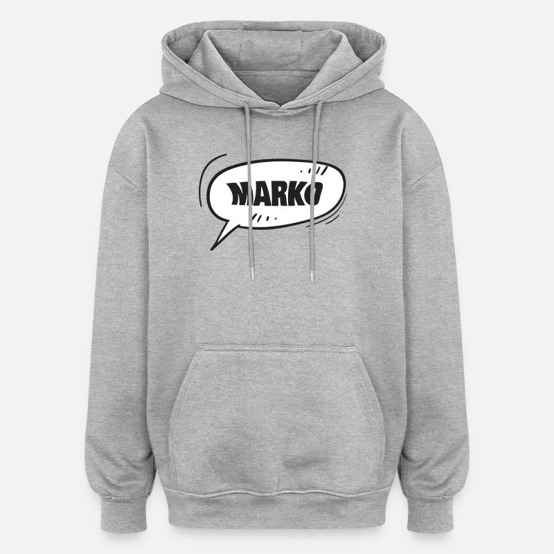 Prénom Marko - Sweat à capuche oversize unisexe - gris chiné