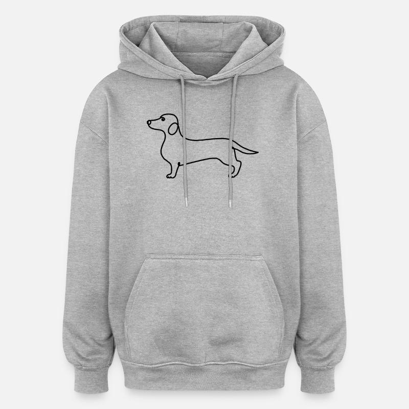 Minimalisme Teckel Illustration Moderne - Sweat à capuche oversize unisexe - gris chiné