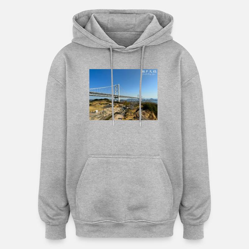 Grand pont de Seto - Sweat à capuche oversize unisexe - gris chiné