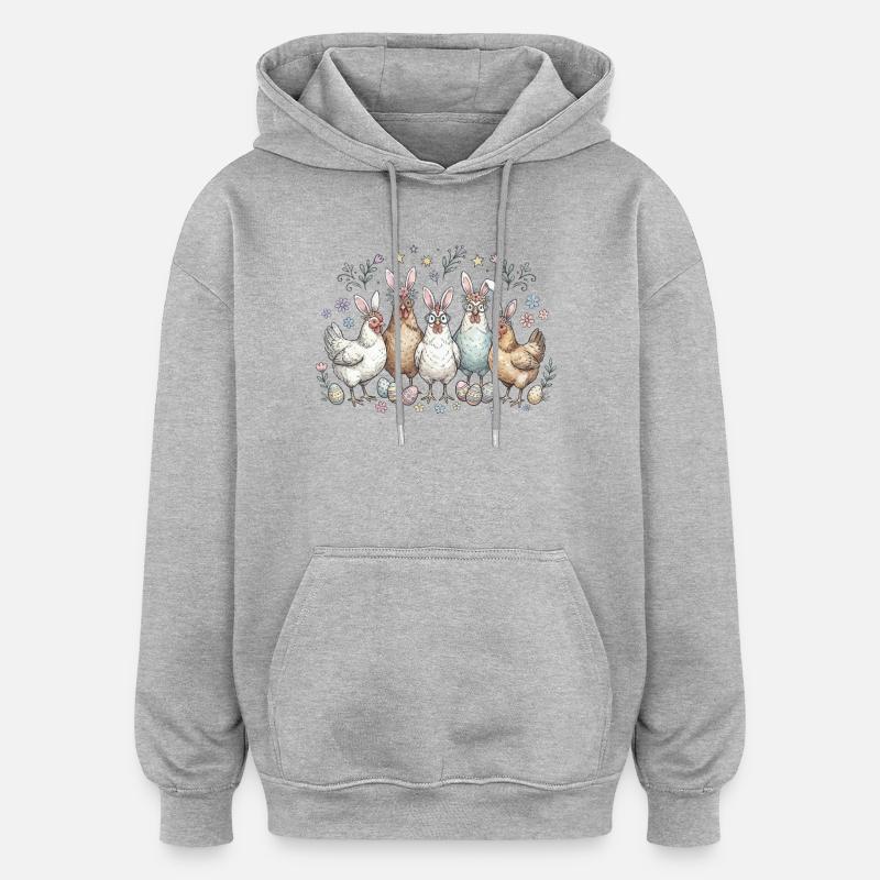 Osterhasen Bande mit Eiern - Oversized Unisex Hoodie - Grau meliert