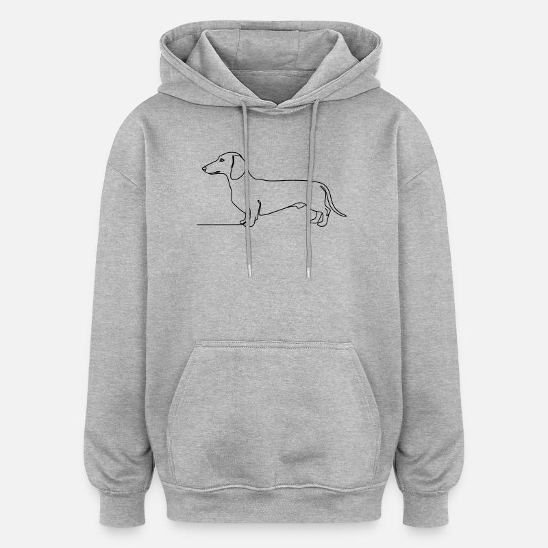 Art d’une ligne teckel teckel - Sweat à capuche oversize unisexe - gris chiné