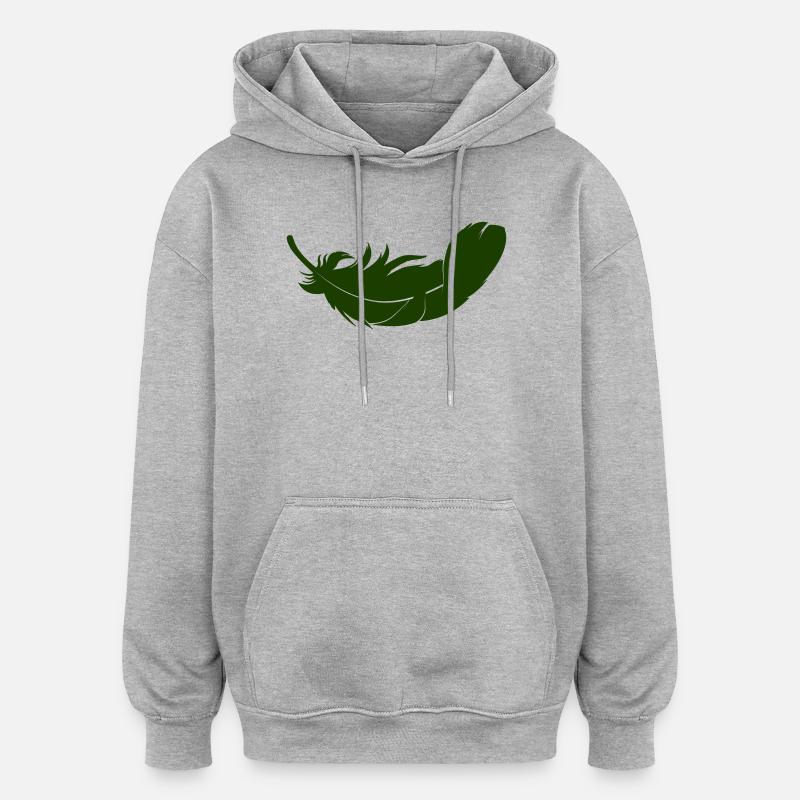 Silhouette de plume verte - Sweat à capuche oversize unisexe - gris chiné