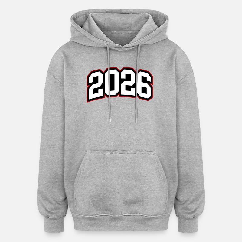2026 år - Oversize unisex hoodie - grå meleret