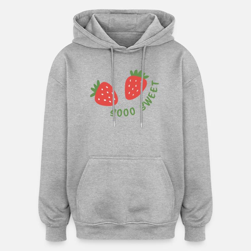 Sooo süßes Erdbeer-Design - Oversized Unisex Hoodie - Grau meliert