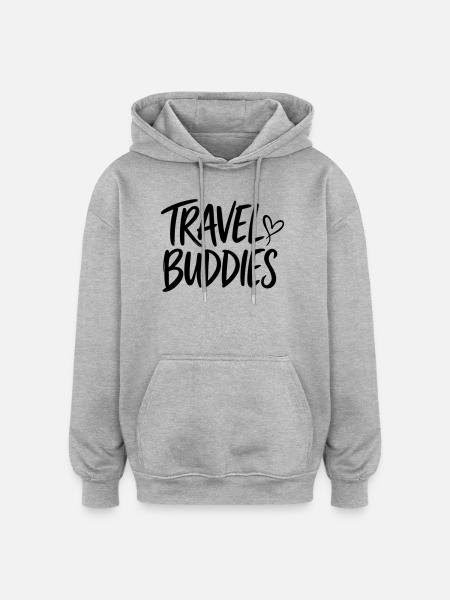 Compagnons de voyage - Sweat à capuche oversize unisexe - gris chiné