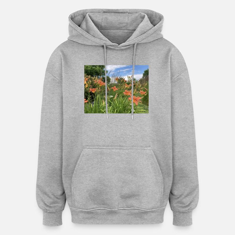 Lis - Sweat à capuche oversize unisexe - gris chiné