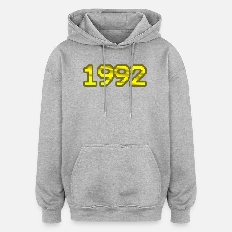 1992 - Sweat à capuche oversize unisexe - gris chiné