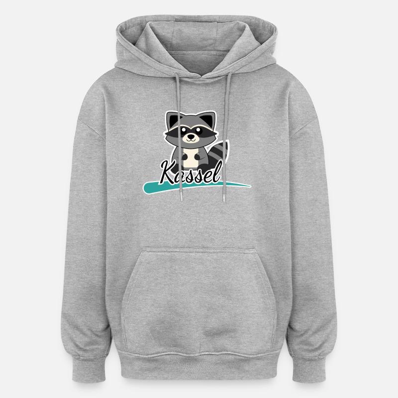 Kassel Waschbär - Oversized Unisex Hoodie - Grau meliert