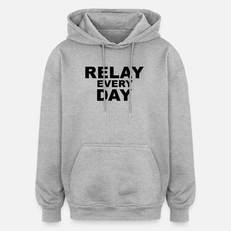 Relayez un plan audacieux quotidien - Sweat à capuche oversize unisexe - gris chiné