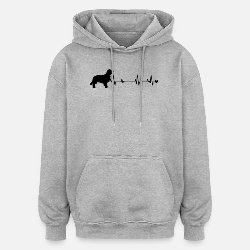 Chien - Sweat à capuche oversize unisexe - gris chiné