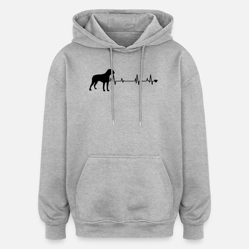 Chien - Sweat à capuche oversize unisexe - gris chiné