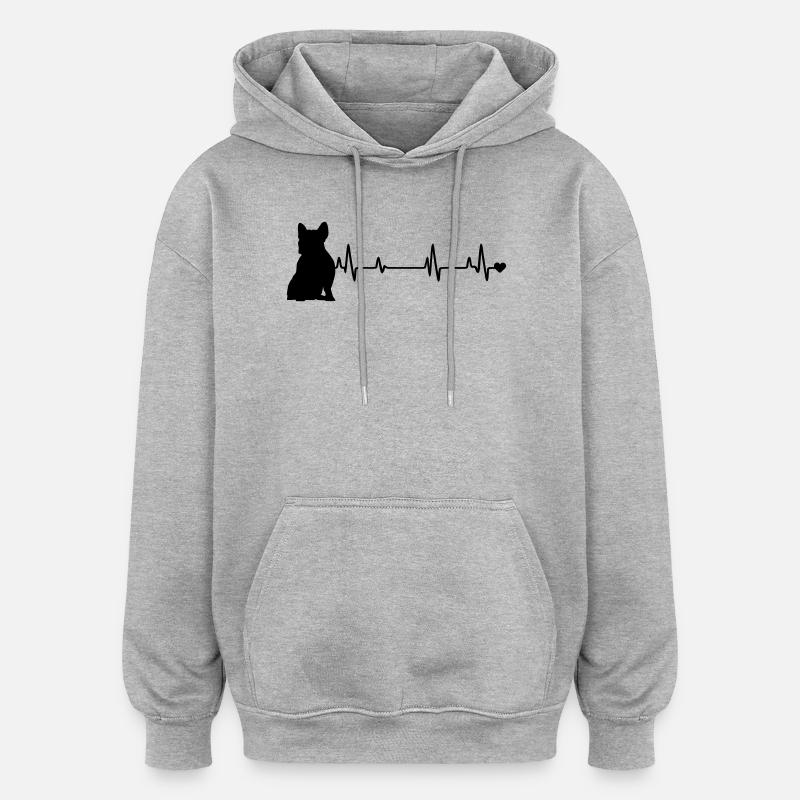 Chien - Sweat à capuche oversize unisexe - gris chiné