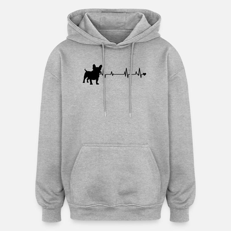 Chien - Sweat à capuche oversize unisexe - gris chiné